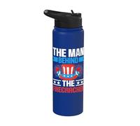 The Man Behind The Firecracker 4th Of July American Flag Stainless Steel Insulated Water Bottle