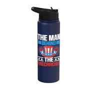 The Man Behind The Firecracker 4th Of July American Flag Stainless Steel Insulated Water Bottle