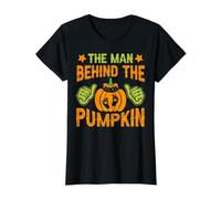 The Man Behind The Pumpkin for Halloween Camiseta gráfica económica, Mujer, Negro, L