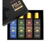 The Man Company Set de regalo de perfume especialmente curado para hombres, aerosol, 4 x 20 ml, colección Polo Woods, fragancia de larga duración, agua de lujo y set de regalo para él