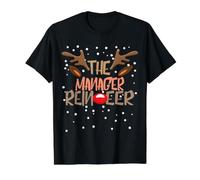 The Manager Rindeer Matching Family Group - Funny Christmas Camiseta gráfica económica, Hombre, Negro, S