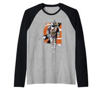 The Mandalorian and Grogu Watercolor Portrait Painting Camiseta Manga Raglan