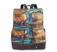 The Marmots in the river Mochila de viaje para mujer, mochila casual, mochila de cuero estampada para mujer para el trabajo