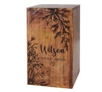 The Maryam Crafts Urna de cremación de madera personalizada para cenizas humanas, caja de urna conmemorativa decorativa para adultos, hombres y mujeres, urna mediana para cenizas, flores, tamaño de