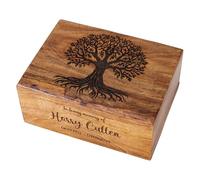 The Maryam Crafts Urnas de cremación funerarias personalizadas hechas a mano para cenizas humanas para adultos, urnas de entierro para columbario, árbol de la vida #2 (mediano, 8 x 6 x 3.5 pulgadas)
