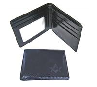 THE MASONIC COLLECTION Cartera de piel auténtica suave con diseño de masones cuadrados y brújula para hombre, Black, Talla única, Clásico