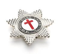 THE MASONIC COLLECTION Estrella de pecho de los Caballeros Templarios - Bañado en plata - Metal pulido - Regalo masónico para hombres