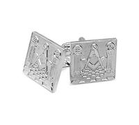 THE MASONIC COLLECTION - Gemelos plateados detallados para hombre, con diseño masónico, opciones de bolsa de terciopelo/caja de regalo, regalo masón para hombres, One Size, Latón, Sin piedra preciosa