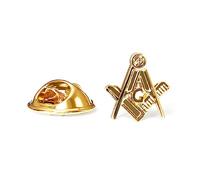 The MASONIC COLLECTION - Insignia masónica cuadrada y brújula con G, 100% pulida, regalo masón para hombres, disponible en oro y plata, 10mm x 9mm, Metal, Sin piedra preciosa