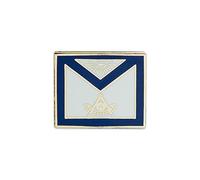 The Masonic Exchange Masonic - Delantal, diseño de máscara de Sunburst Mason, Color Azul y Blanco, con Pin de Solapa - 1,9 cm de Ancho