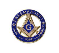 The Masonic Exchange Masonic Faith Hope Charity Square & Compass - Pin de Solapa Redondo, Color Azul y Dorado, 3,17 cm de diámetro