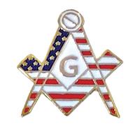 The Masonic Exchange Pin de Solapa con diseño de Bandera de Estados Unidos y brújula de 0,95 cm de Alto
