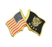 The Masonic Exchange Pin de Solapa con la Bandera de Estados Unidos y la Bandera de la Marina, Color Rojo y Negro, 2,5 cm de Ancho