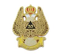 The Masonic Exchange Pin de Solapa de Oro con Doble Cabeza de águila Escocesa Masonic DE 33 Grados - 3,81 cm de Alto