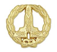 The Masonic Exchange Pin de Solapa de Oro con el Texto en inglés Masonic Wreathed Senior Warden - 3,81 cm de diámetro