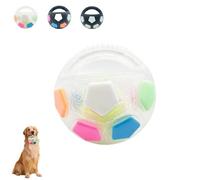 The Mellow Dog Calming Ball with Handle, Pet Dog Football Shape Toy, Rubber, Squeaky, Suitable for Dogs Who Like to Chew Things for Water Play, Training and Outdoor Games (A-Transparent white)