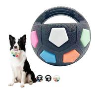 The Mellow Dog - Pelota calmante con asa, dispensador de golosinas y bola para lamer con chirriador, juguete interactivo para perros con forma de fútbol, juguete flotante para perros pequeños