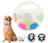 The Mellow Dog - Pelota calmante con asa, juguete interactivo para perros con forma de fútbol, bola dispensadora de golosinas con chirriador, juguete flotante para perros pequeños, medianos y grandes