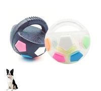 The Mellow Dog - Pelota calmante interactiva para perros, juguete de goma fuerte para masticar, pelotas chirriantes de fútbol para perros pequeños y medianos, interior y exterior (E)