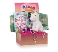The Memory Building Company Kids Toys - Box Box de unicornio para nias y nios con unicornio para colorear y marcadores de joyera y diadema de cuer