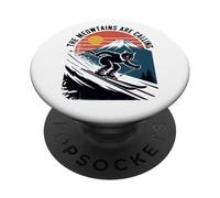 The Meowtains Are Calling, divertido juego de palabras para gatos amantes del esquí PopSockets PopGrip Adhesivo