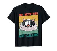 The Meowtains Are Calling Snow Cat envejecido retro Camiseta