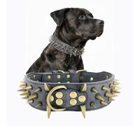 The Mighty - Collar de Perro Grande con Tachuelas, Protege el Cuello de tu Perro de mordeduras, Duradero y Elegante, para Perros Grandes (Negro, S)