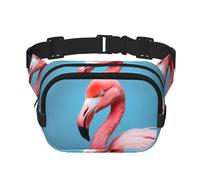 The Mighty Flamingo - Bolso cruzado de moda con estampado de flamencos, bolsa de cintura de senderismo, bolsa de hombro cuadrada de doble capa para viajes y fitness
