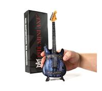 The Mini Axe Bon Jovi "New Jersey" - Réplica de guitarra en miniatura | Modelo de guitarra de madera de 10 pulgadas con soporte de exhibición y caja de regalo | Regalo de recuerdo de rock para amantes