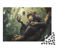 The Money Throwing Gorila Puzzles 1000 Piezas Animales de Jungla Puzzle De Madera para Adultos Y Niños Juguetes 1000pcs (75x50cm)