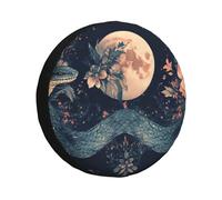 The Moon And The Big Green Snake - Cubierta de repuesto para neumáticos de rueda, impermeable, a prueba de polvo, ajuste universal para remolque, caravana, SUV, camión, caravana de 15 pulgadas