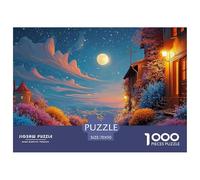 The Moon Is Big and Round 1000 Piezas Cartulina Premium Rompecabezas DIY Cliff Side Village Antiestrés Juego Creativo Rompecabezas Regalos para Familia Y Amigos 70x50cm/1000pcs
