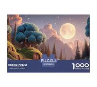 The Moon Is Shining Brightly 1000 Pcs Cartón Rompecabezas Whimsical Alpine Cottage Imposible, Difícil Juego Creativo Puzzle para Adultos Y Niños 38x26cm/1000pcs