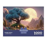 The Moon Is Shining Brightly 1000 Pcs Cartón Rompecabezas Whimsical Alpine Cottage Imposible, Difícil Juego Creativo Puzzle para Adultos Y Niños 70x50cm/1000pcs