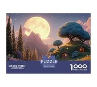 The Moon Is Shining Brightly 1000 Pcs Papel Ecológico Rompecabezas Whimsical Alpine Cottage Liberador De Estrés Juego Creativo Puzzle para Adultos Y Niños 70x50cm/1000pcs
