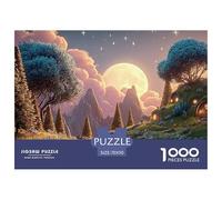 The Moon Is Shining Brightly 1000 Piezas Cartón Fuerte Rompecabezas Twilight Hilltop Town Imágenes Vibrantes Juego Familiar Puzzle para Niños Pequeños 70x50cm/1000pcs