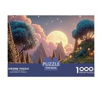 The Moon Is Shining Brightly 1000 Piezas Cartón Rompecabezas Twilight Hilltop Town Imposible, Difícil Juego Creativo Puzzle para Adultos Y Niños 38x26cm/1000pcs