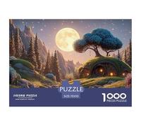The Moon Is Shining Brightly 1000 Piezas Cartón Rompecabezas Whimsical Alpine Cottage Imágenes Vibrantes Juego Familiar Puzzle para Niños Pequeños 70x50cm/1000pcs