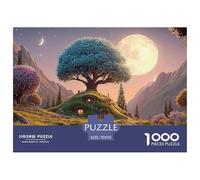 The Moon Is Shining Brightly 1000 Piezas Cartón Rompecabezas Whimsical Alpine Cottage Imposible, Difícil Juego Familiar Puzzle para Niños Pequeños 70x50cm/1000pcs