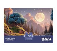 The Moon Is Shining Brightly 1000 Piezas Papel Ecológico Rompecabezas Whimsical Alpine Cottage Liberador De Estrés Juego Creativo Puzzle para Niños Pequeños 70x50cm/1000pcs