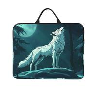 The Moon Is White And There Is A Solitary Wolf - Funda de transporte con asa para laptop de 14 pulgadas, funda acolchada para laptop de 14 pulgadas, para mujeres y hombres
