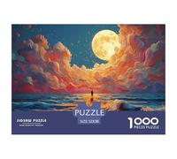 The Moon Shines on The Beach 1000 Pieza Cartulina Premium Rompecabezas Premium Ocean Horizon Extremadamente Difícil Juguete De Cumpleaños Rompecabezas para Decoración del Hogar 52x38cm/1000pcs