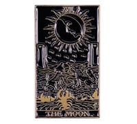 The Moon Tarot Card XVIII Face Wolves Howling Howl Wolf Fortune Telling 1.2" Pin Badge, 1.2 Inches, Esmalte, Esmalte