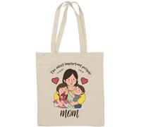 The Most Important People in My Life Call Me Mom - Bolsa de algodón natural, color blanco
