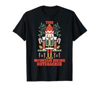 The Mountain Biking Cascanueces Divertido Navidad Montaña Camiseta gráfica económica, Hombre, Negro, M