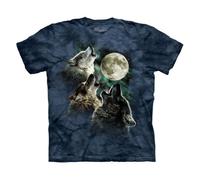 The Mountain Camiseta de manga corta para adulto, diseño de luna de tres lobos