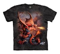 The Mountain Camiseta Fire Dragon para hombre, Gris, Large