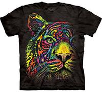 The Mountain Camiseta Unisex para Hombre con diseño de Tigre arcoíris, Negro, L