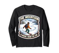 The Mountain Is Where I Draw The Line Funny Snowboard Broma Manga Larga