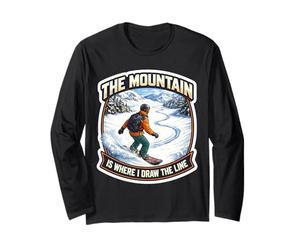 The Mountain Is Where I Draw The Line Funny Snowboard Broma Manga Larga